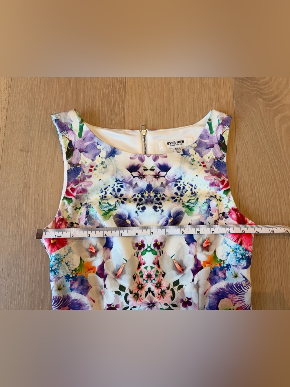 Ever New Floral Mirror Print Mini Dress Sleeveless Back Zip Size 2 - Picture 3 of 5